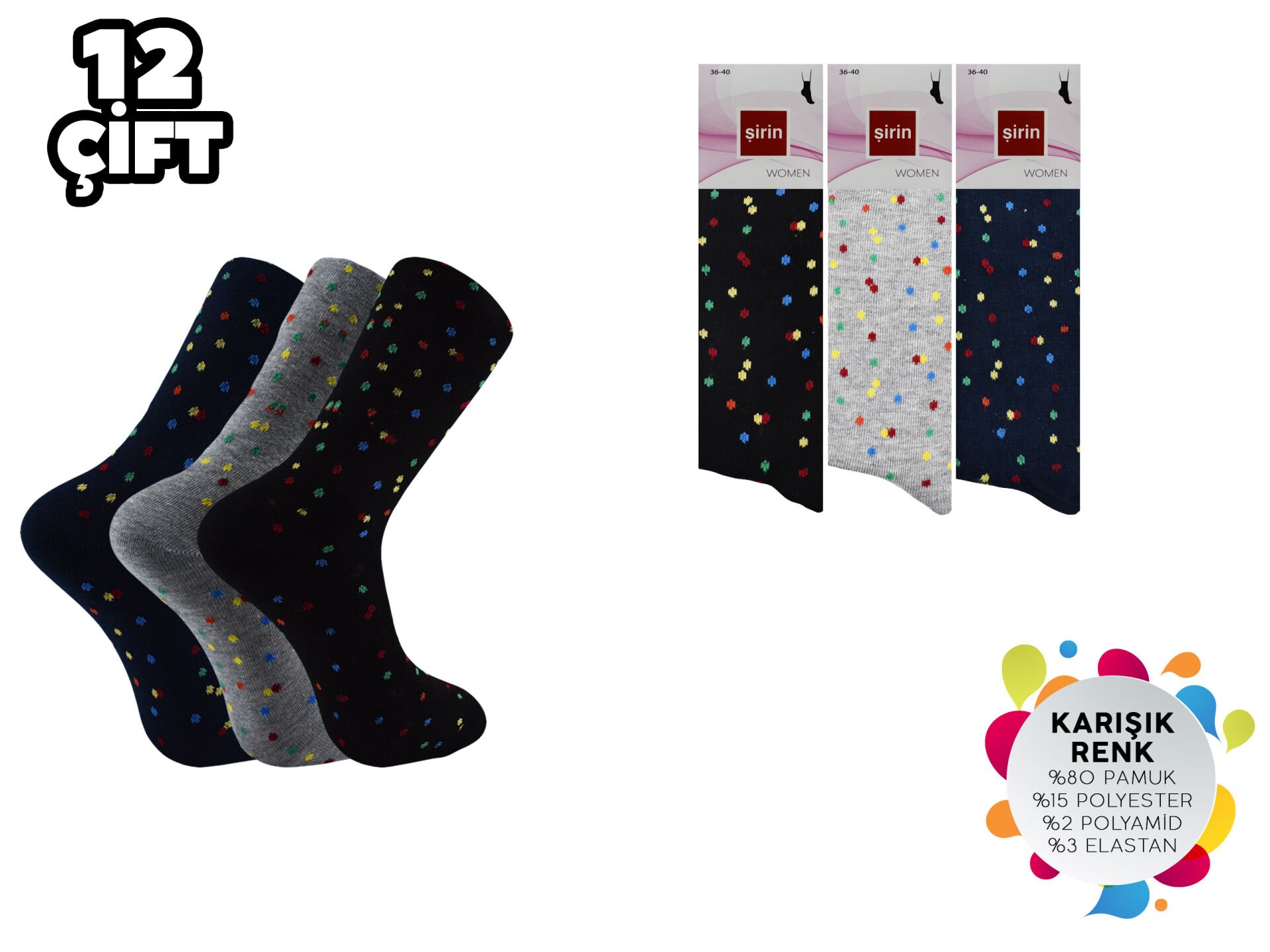 Şirin 4000-33 Dikişsiz Bayan Penye Çorap 12'li