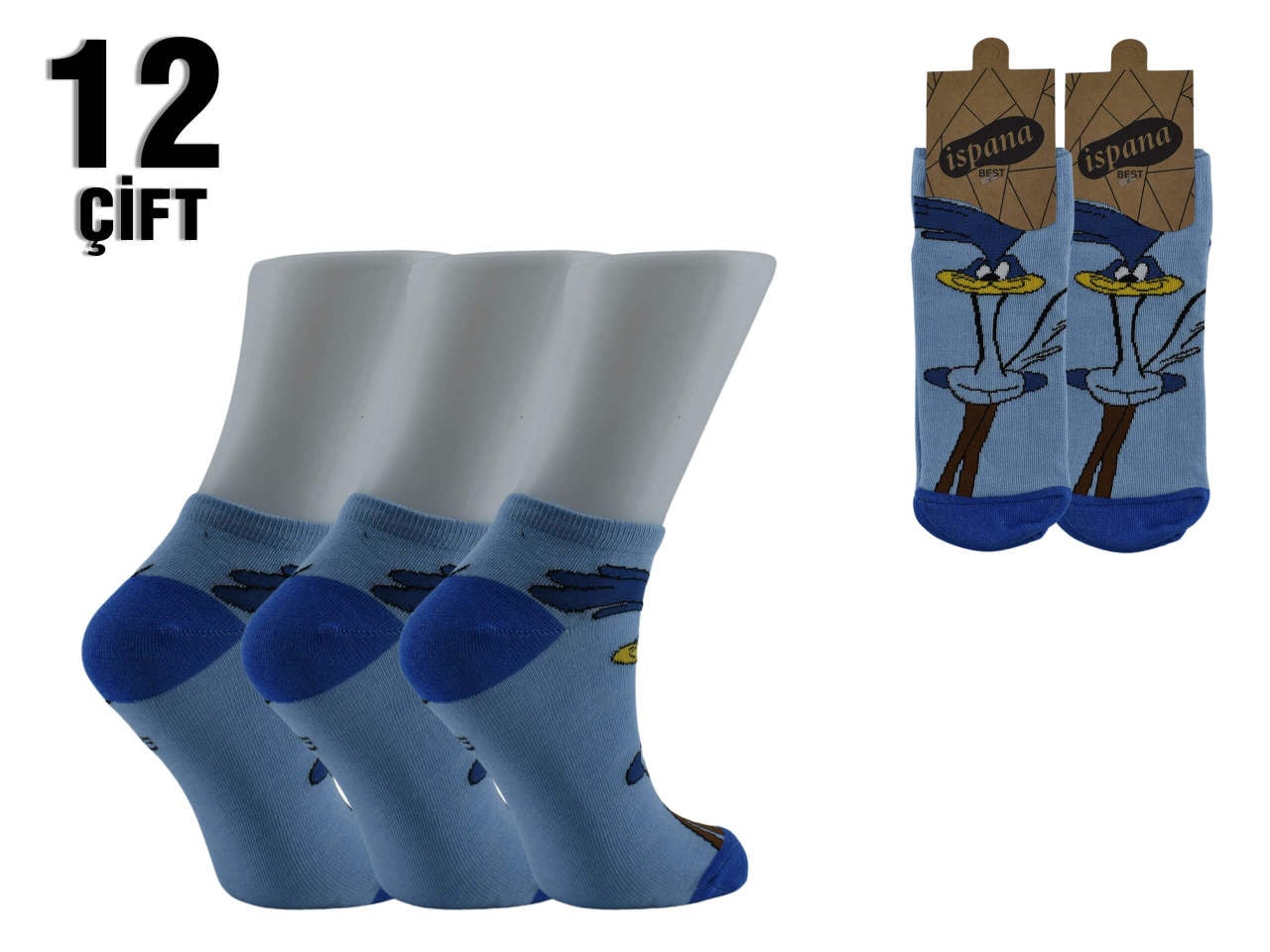 Miss Bella İspana Çizgi Film Karakterli Bayan Patik 12'li