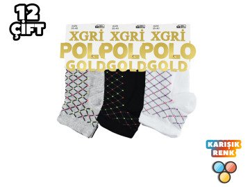 XGRİ POLO 7-33 3'lü Bayan Penye Patik 12'li