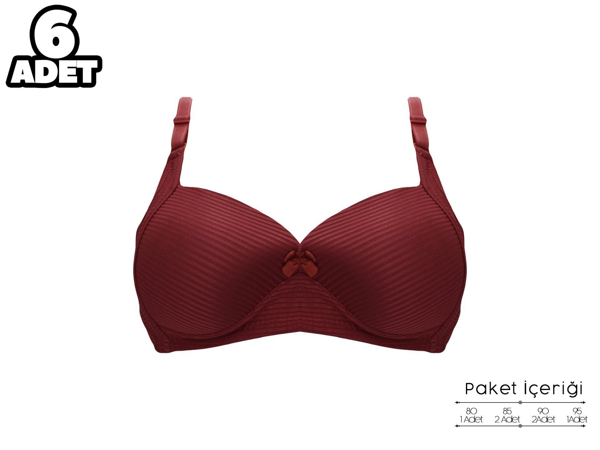 Liza 2150 Gül Kurusu Balensiz Jakarlı B Cup Desteksiz Bayan Sütyen 6'lı
