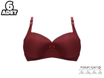 Liza 2150 Gül Kurusu Balensiz Jakarlı B Cup Desteksiz Bayan Sütyen 6'lı