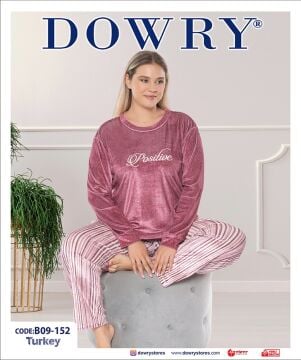 Dowry B09-152 (2XL-3XL-4XL-5XL) Uzun Kollu Bayan Pijama Takımı 4'lü