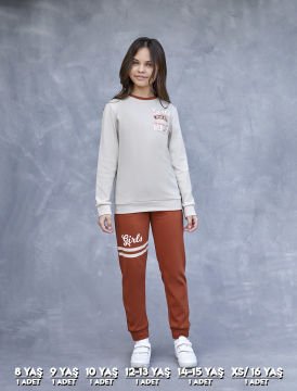 Elsima 3194 Kız Çocuk Uzun Kollu Pijama Takımı 6'lı (8-16YAŞ) TAŞ - SERİ-6-LI