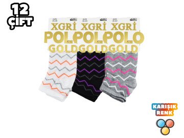 XGRİ POLO 7-30 3'lü Bayan Penye Patik 12'li