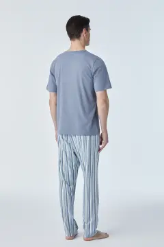 Pijadore 2116 (M-L-XL-XXL) Kısa Kollu Üç Düğmeli Erkek Pijama Takım 4'lü