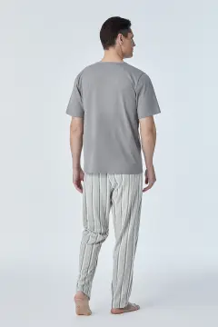 Pijadore 2116 (M-L-XL-XXL) Kısa Kollu Üç Düğmeli Erkek Pijama Takım 4'lü