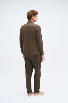 Pijadore 2078B (2XL-3XL-4XL-5XL) Uzun Kollu Boydan Düğmeli Erkek Pijama Takım 4'lü
