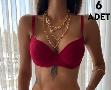 Cansoy 627 Vişne Balenli Destekli Örgü Desen Bayan Sütyen 6'lı