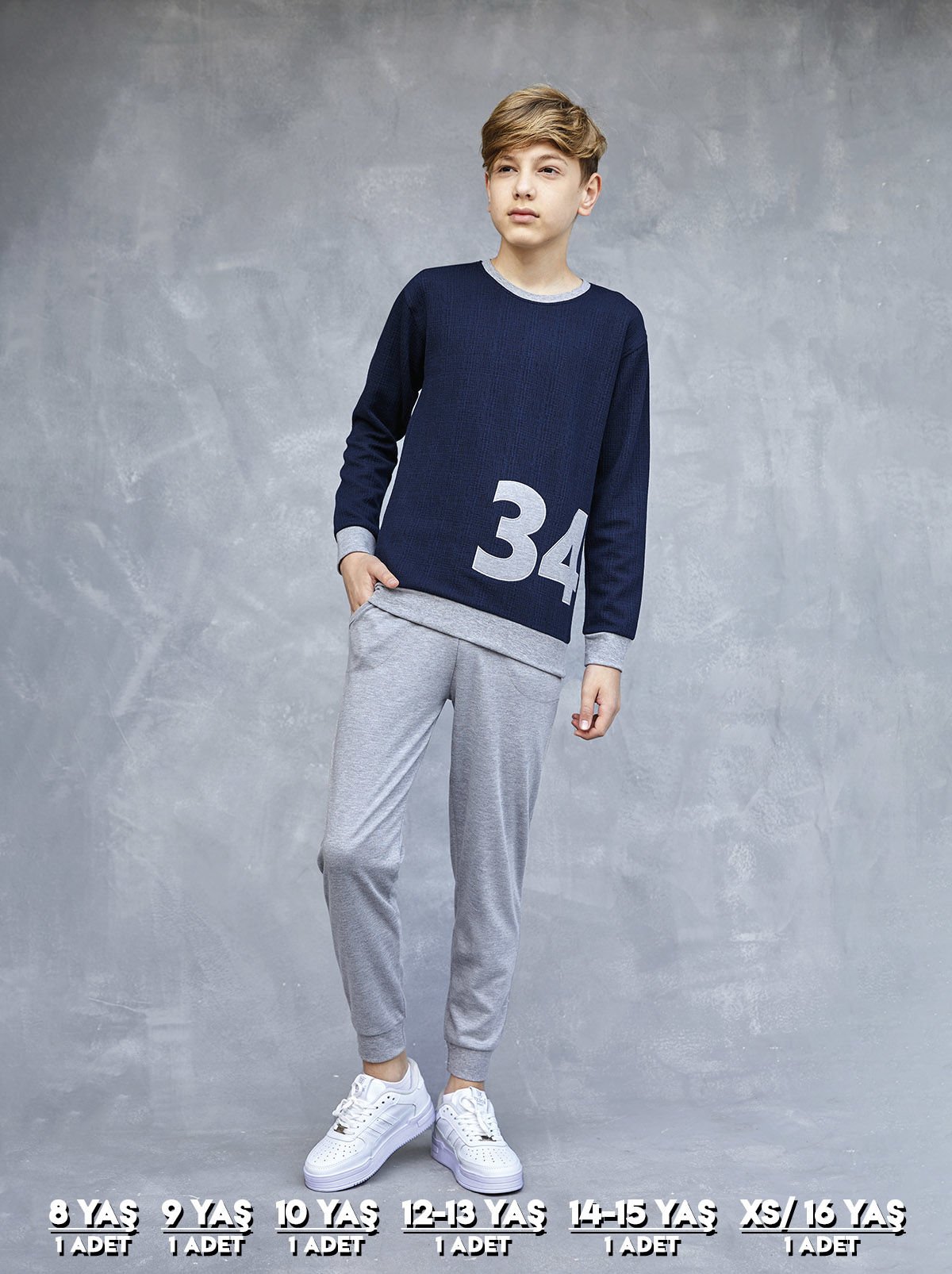 Elsima 3166 Erkek Çocuk Uzun Kollu Pijama Takımı 6'lı (8-16YAŞ) LACİVERT - SERİ-6-LI