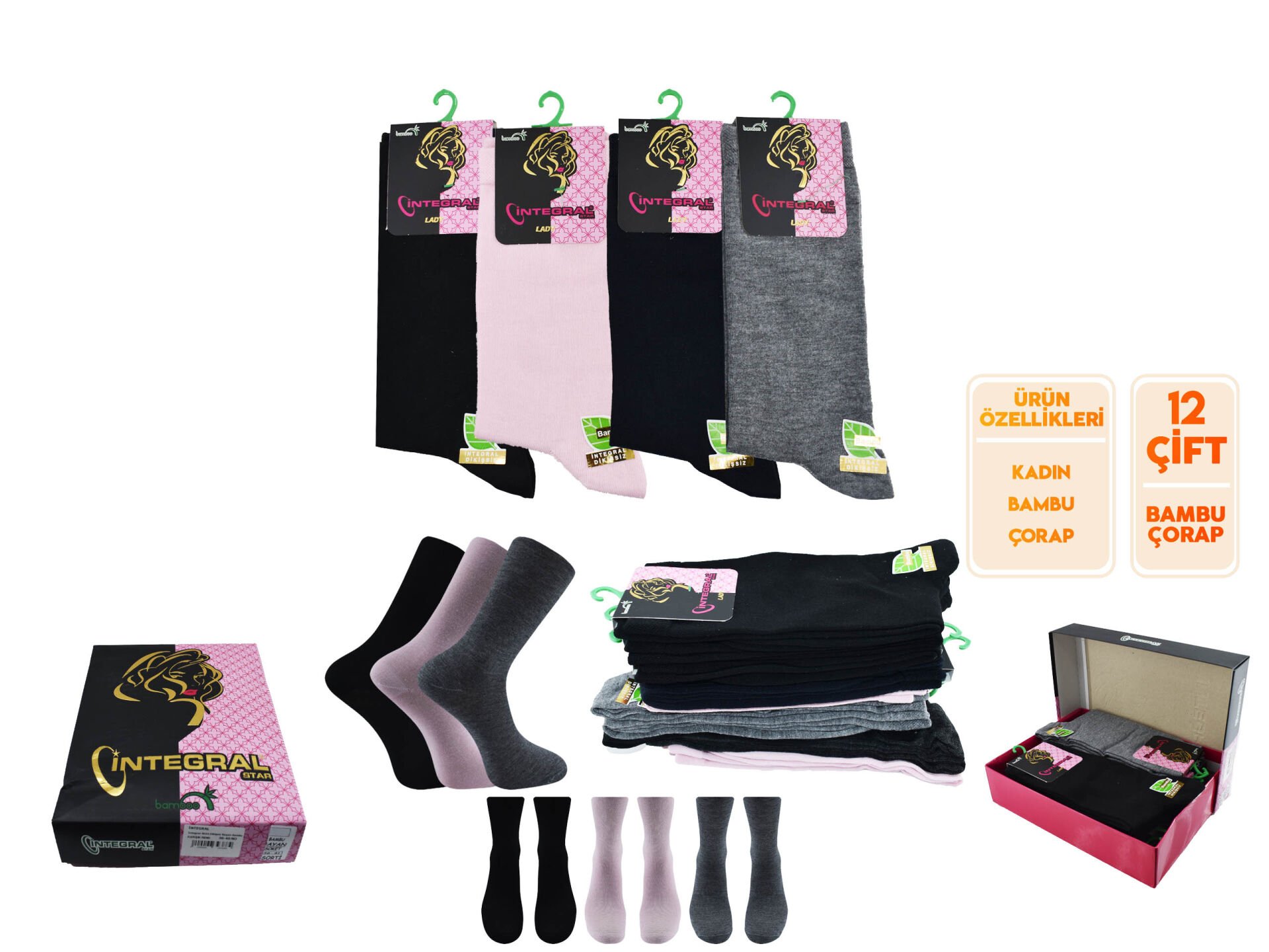 İntegral 4002 Dikişsiz Bayan Bambu Soket 12'li