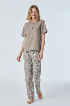 Pijadore 2102B (2XL-3XL-4XL-5XL) Battal Beden Kısa Kollu Bayan Pijama Takım 4'lü