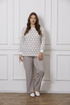 Dowry B09-123 (2XL-3XL-4XL-5XL) Uzun Kollu Bayan Pijama Takımı 4'lü