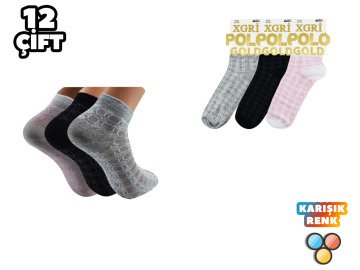 XGRİ POLO 7-24 3'lü Bayan Penye Patik 12'li