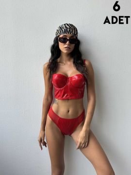 Cansoy 680 Kırmızı Agnes Balenli Destekli Bayan Sütyen Takım 6'lı