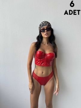 Cansoy 680 Kırmızı Agnes Balenli Destekli Bayan Sütyen Takım 6'lı