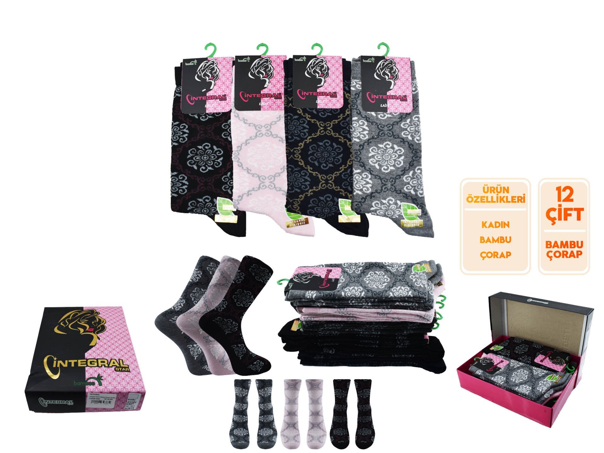 İntegral 4016 Dikişsiz Bayan Bambu Soket 12'li