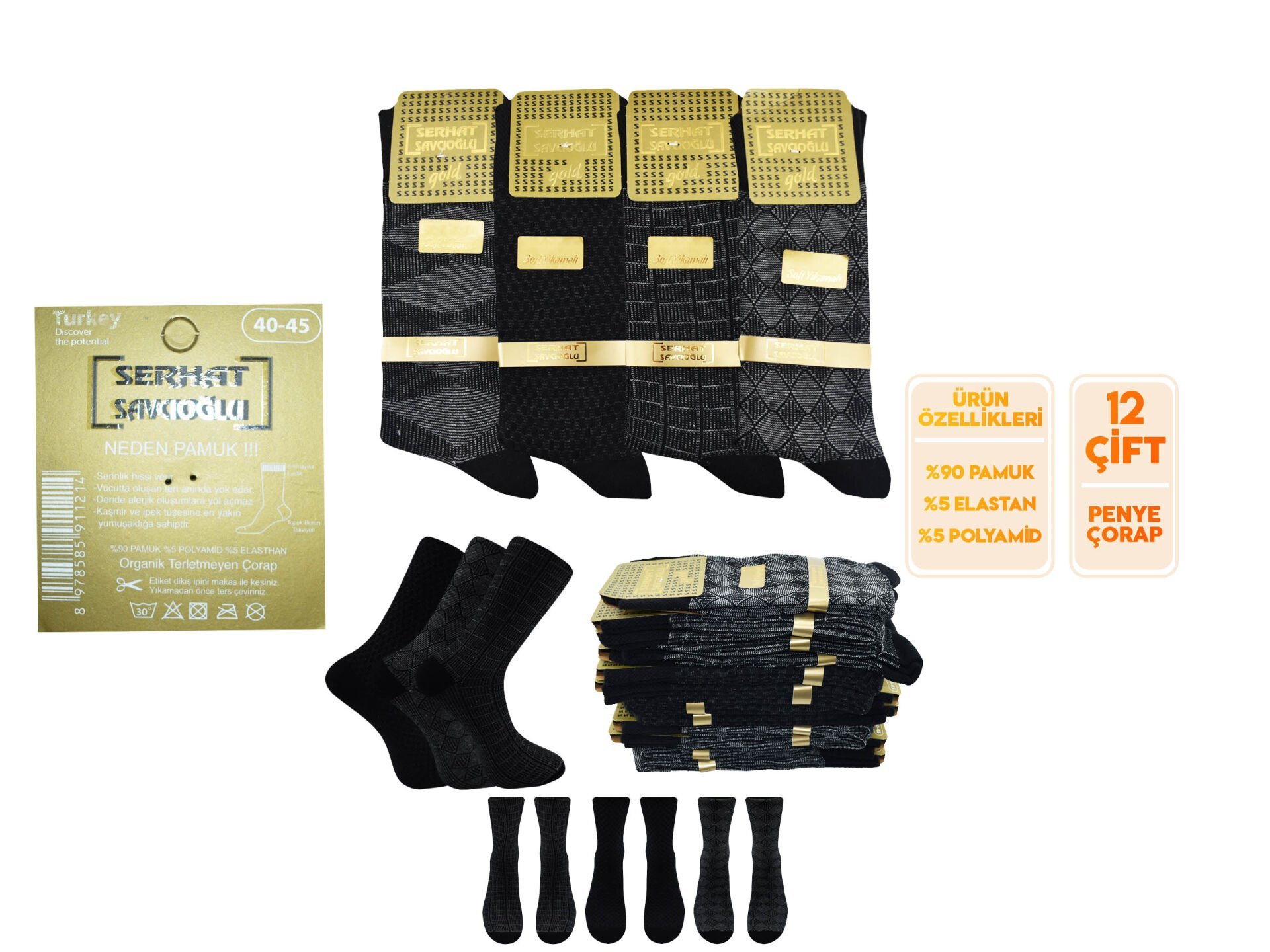 Serhat Savcıoğlu (40-45) Jakarlı Erkek Penye Çorap 12'li