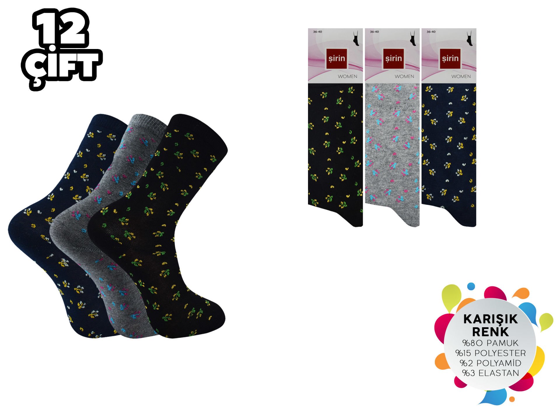 Şirin 4000-43 Dikişsiz Bayan Penye Çorap 12'li