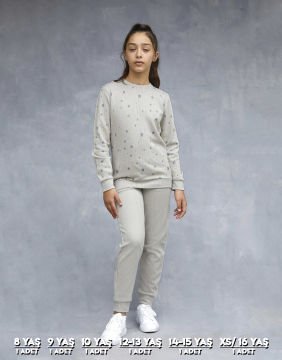 Elsima 3199 Kız Çocuk Uzun Kollu Pijama Takımı 6'lı (8-16YAŞ) GRİ - SERİ-6-LI