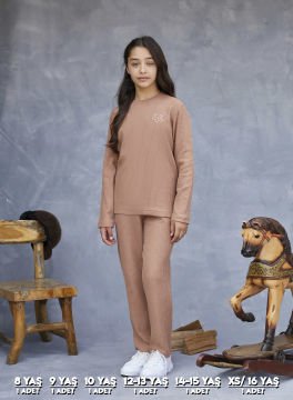 Elsima 3192 Kız Çocuk Uzun Kollu Pijama Takımı 6'lı (8-16YAŞ) BEJ - SERİ-6-LI