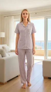 Alperi 780-55 (M-L-XL-XXL) Bayan Kısa Kollu Pijama Takım 4'lü