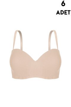 Aysemin 5143 B Cup (80-85-90-95) Balenli Desteksiz Bayan Sütyen 6'lı