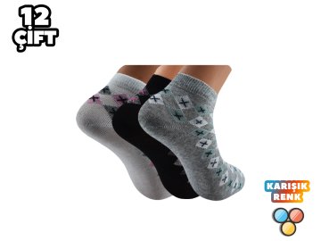 XGRİ POLO 7-19 3'lü Bayan Penye Patik 12'li