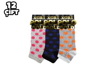 XGRİ POLO 7-40 3'lü Bayan Penye Patik 12'li