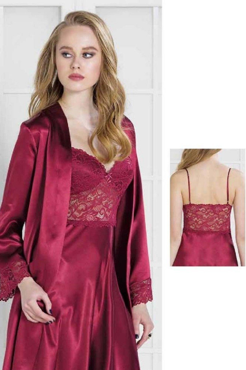 Pierre Cardin 4265 Saten Sabahlık Gecelik Takımı