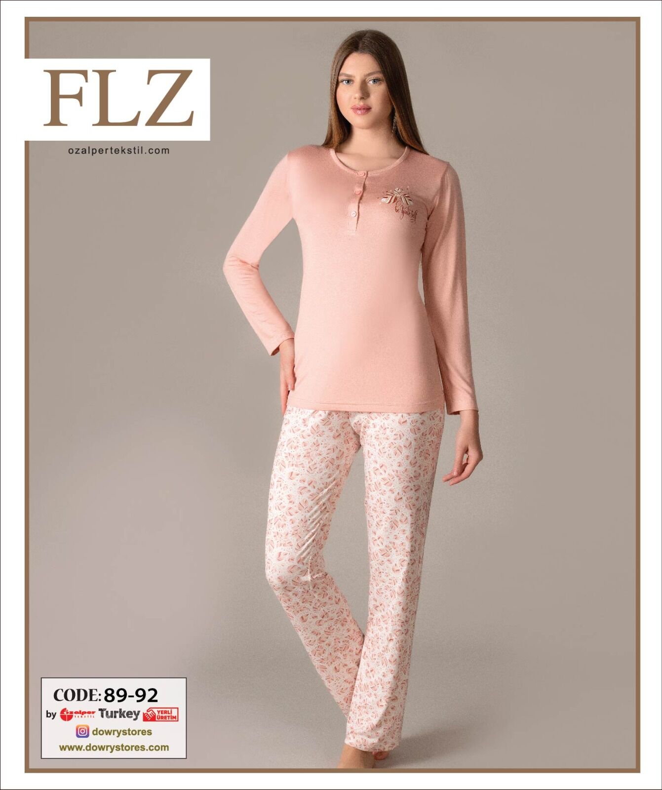 Flz 89-92 (S-M-L-XL) Uzun Kollu Bayan Pijama Takımı 4'lü