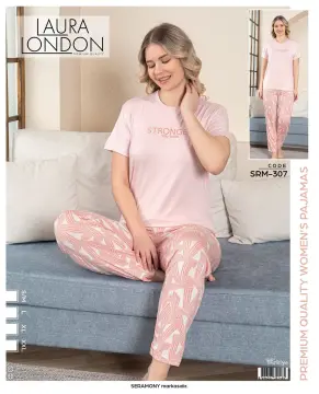 Laura London 307 (S-M-L-XL-XXL) Ring Viskon Kısa Kollu Bayan Pijama Takım 4'lü