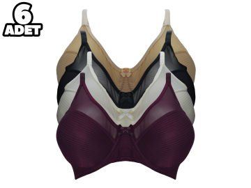 Aysemin 5001 B Cup (75-80-85-90) Balenli Destekli Bayan Sütyen 6'lı