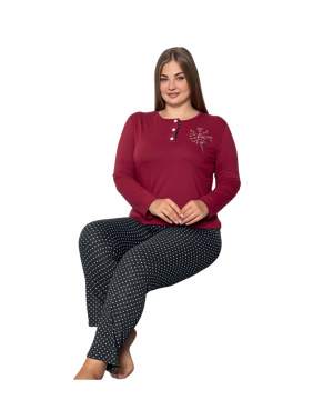 Polcan 10325 Uzun Kollu Düğmeli Bayan Pijama Takımı