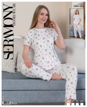Seramony 556 (S-M-L-XL-XXL) Bayan Jakarlı  Kısa Kollu Pijama Takımı 4'lü