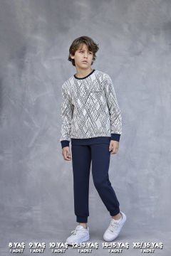 Elsima 3169 Erkek Çocuk Uzun Kollu Pijama Takımı 6'lı (8-16YAŞ) LACİVERT - SERİ-6-LI