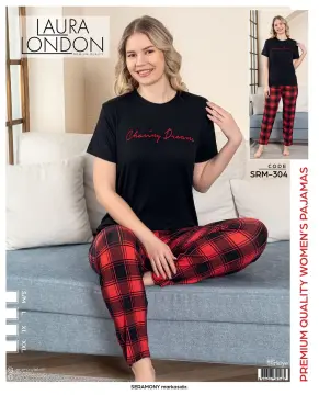Laura London 304 (S-M-L-XL-XXL) Ring Viskon Kısa Kollu Bayan Pijama Takım 4'lü