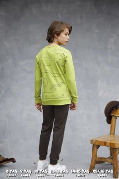 Elsima 3174 Erkek Çocuk Uzun Kollu Pijama Takımı 6'lı (8-16YAŞ) YEŞİL - SERİ-6-LI