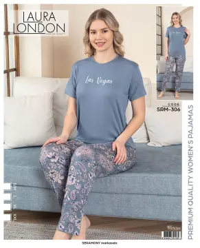 Laura London 306 (S-M-L-XL-XXL) Ring Viskon Kısa Kollu Bayan Pijama Takım 4'lü