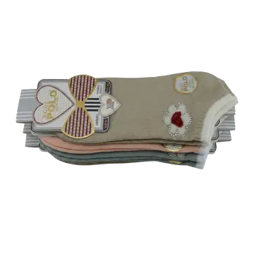 XGRİ POLO 9-4 (35-40) Bayan Taşlı Modelli Penye Patik 12'li