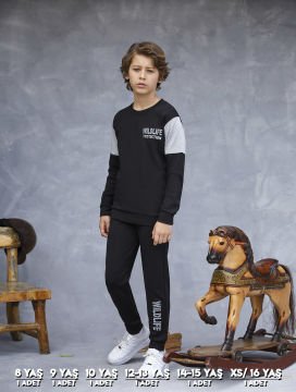 Elsima 3164 Erkek Çocuk Uzun Kollu Pijama Takımı 6'lı (8-16YAŞ) FÜME - SERİ-6-LI
