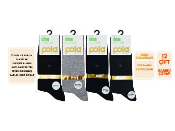 Pola 4000-23 Yazlık Erkek Bambu Çorap 12'li