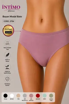 İntimo 2706 (L-XL) Modal Doku Likralı Biyeli Bayan Külot 12'li