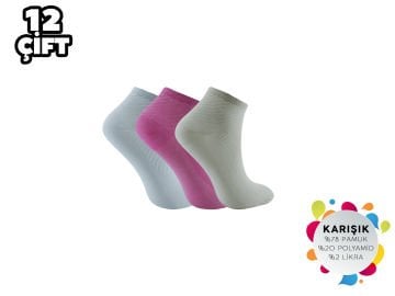 Berka 3'lü Desenli Pamuklu Kız Çocuk Patik 12'li