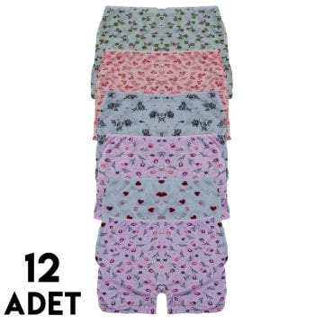 Menbox 4102 Desenli Kız Çocuk Boxer 12'li