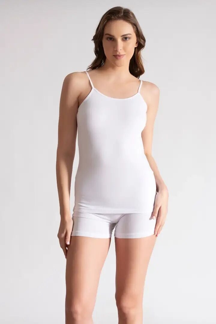 Tutku 0135 Beyaz Ribana Bayan İp Askılı Atlet 6'lı