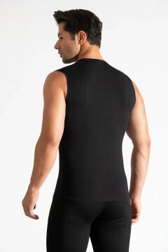 Tutku Elit 1305 Elestan Erkek V Yaka Sıfır Kol Atlet SİYAH - XL