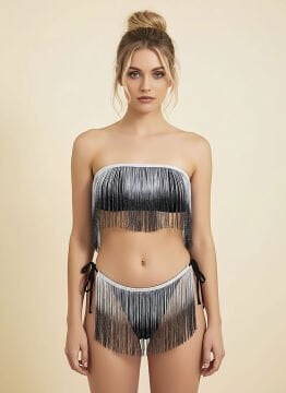 NIGHTLIGHT 3850 Erotik Püsküllü Gecelik K.K (S-M-L-XL)