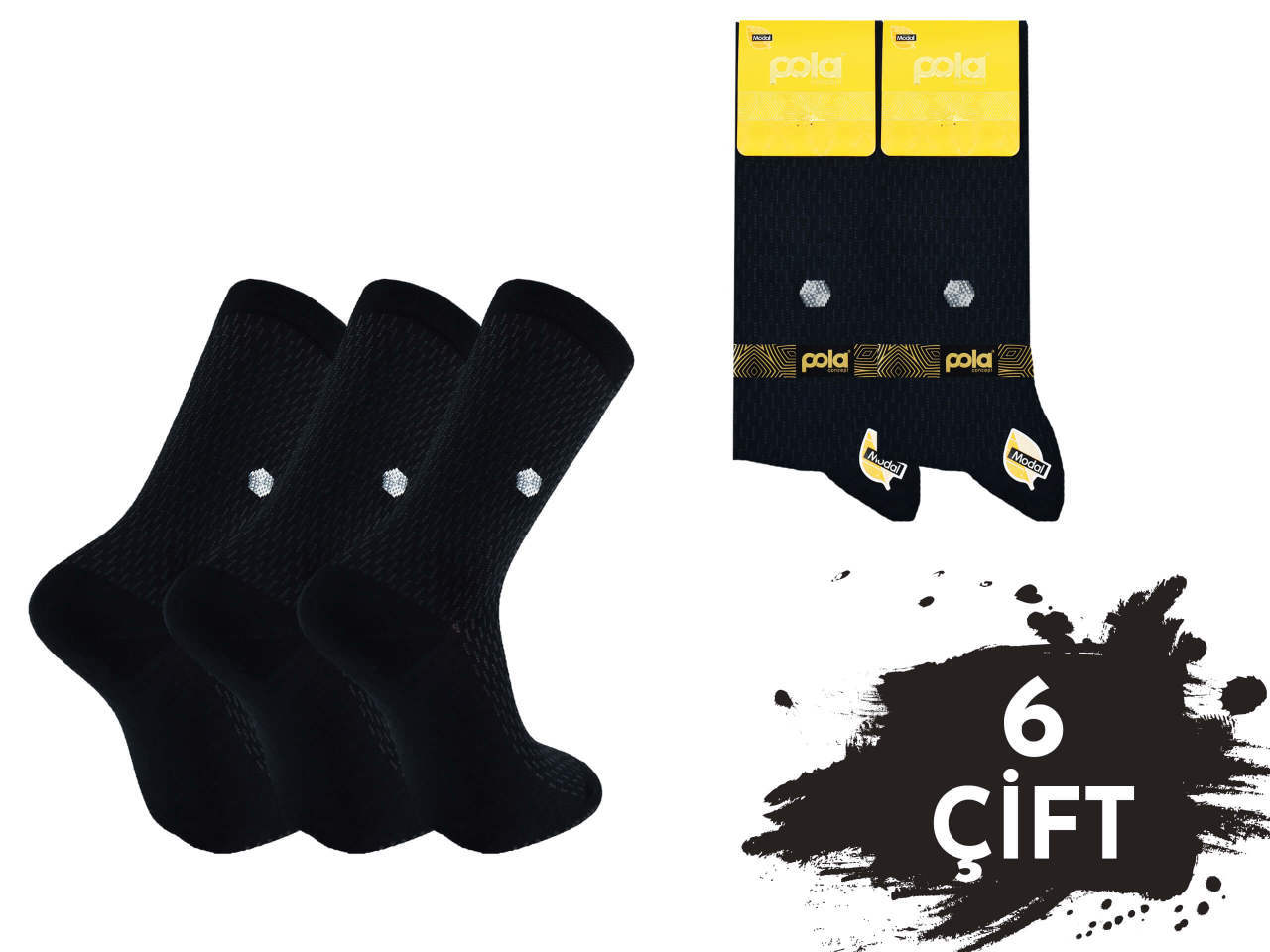 Pola 1424 Yazlık Likralı Erkek Modal Çorap 6'lı