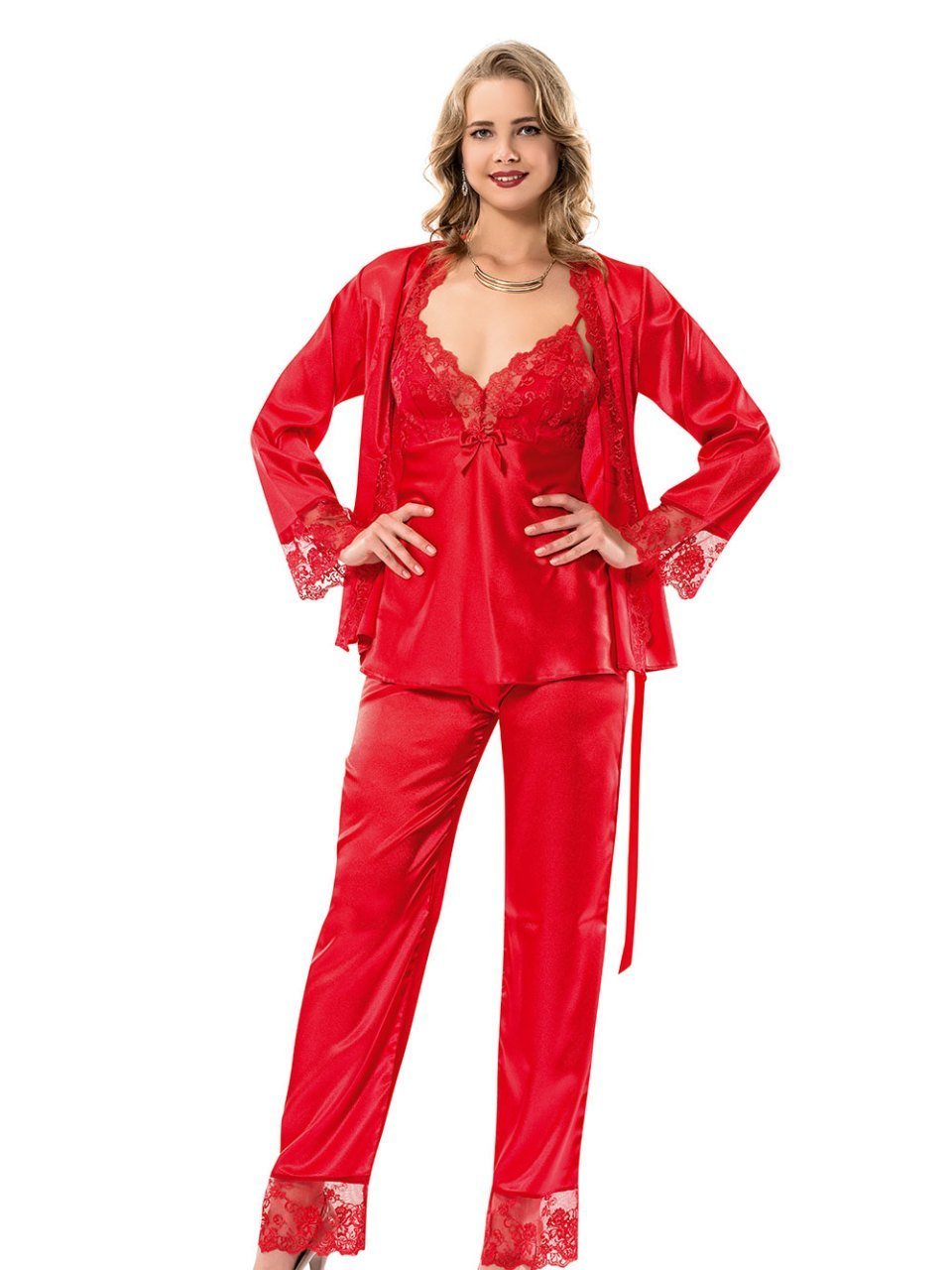 Moongirl 1107 Bayan Fantazi Saten Pijama Takım