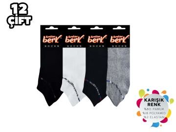 İbrahim Berk 11-27 Erkek Likralı Patik Çorap 12'li